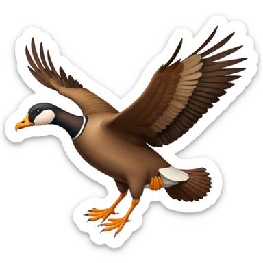 wild goose with black neck and brown wings, in flight sticker