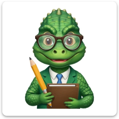 A 1960s style image of a gator with a clipboard and a pencil sticker