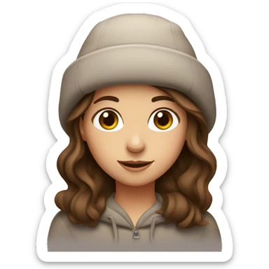 Girl with brown hair wearing a hat in winter sticker