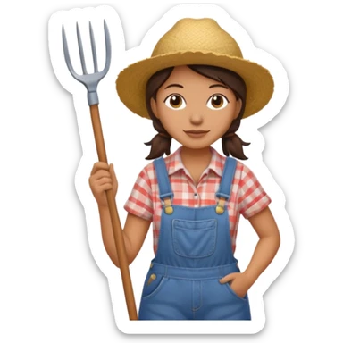 farmer woman with pitchfork sticker