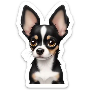 Solid Black chihuahua puppy big ears sticker