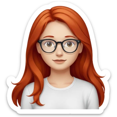 Rizada peli roja tono fuerte , blanquita con lentes y top blanco pelo largo  sticker