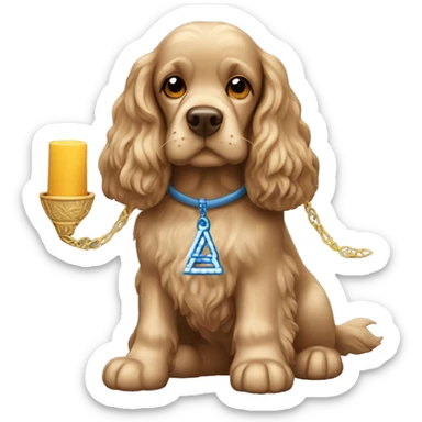 Cocker spaniel dog with menorah sticker
