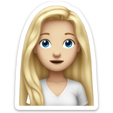 overwhelmed girl long blonde hair blue eyes  sticker