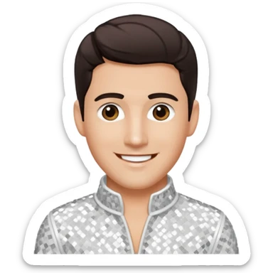 Jonathan Knight from NKOTB with dark brown hair, white sequin outfit sticker