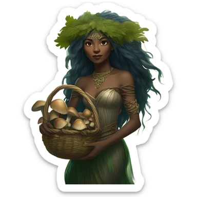 the morrigan walking in the woods with wisdom about mushrooms sticker
