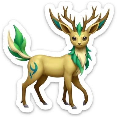 Xerneas-Sawsbuck-Leafeon-Amaura-Virizion-fusion (full body) sticker