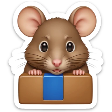 raton comiendo bloque azul sticker
