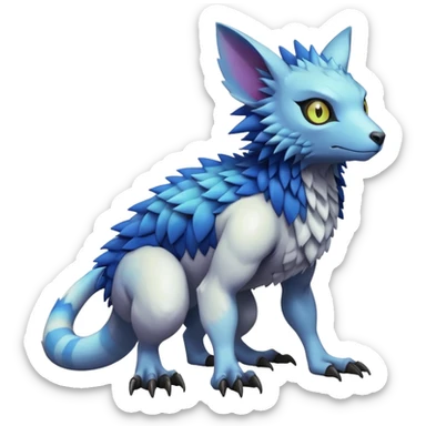  colorful warm modern cyber-Fakémon-Digimon-Trico-Vernid-creature (full body) sticker