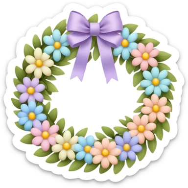 flower wreath with pastel colors, in a shape of an egg sticker