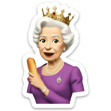 the queen eating a baguette sticker