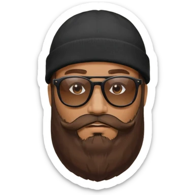 Guy with a really huge beard wearing  sunglasses and a black beanie  sticker