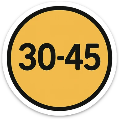 Change the text on the badge from '18-30' to '30-45', keep the same minimalistic circle design style and colors, suitable for a Discord role icon. sticker