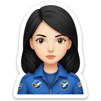 Femme cheveux long noir travaille dans le domaine de l'aéronautique gros sourcils sticker