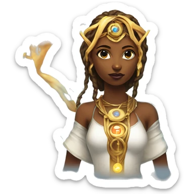 Technomancy Goddess is a mystical being who controls both magic and technology. She can cast spells on technological networks. Her powers blend the ancient art of magic with advanced cybernetics and technology. She can command machines sticker