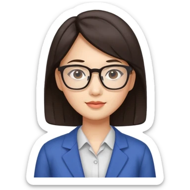 asian brunette teacher with square hair sticker