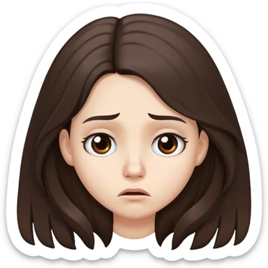 Long hair Brunette with white skin worried  sticker