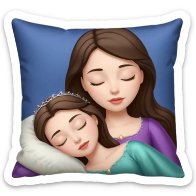 sleeping beauty brunette white girl with a silk pillow sticker