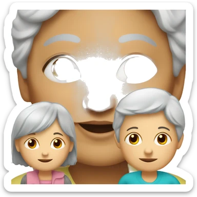 granny with little kids sticker