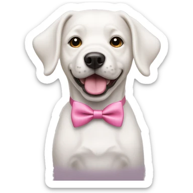 white dog with pink bowtie sticker