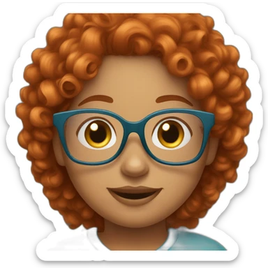 pretty curvy girl with curly copper hair and blue glasses saying hola sticker