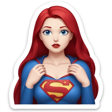 1 {{curvy}} female, dark blue {very long straight hair} blueeyes,fullbody,kissing  red hair qsuperman sticker