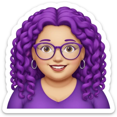  glassess and purple curly long haired fat girl earrings beautiful sticker