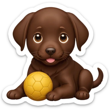 Chocolate lab puppy with ball sticker