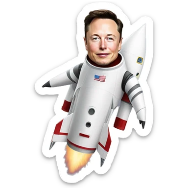 elon musk on a rocket sticker