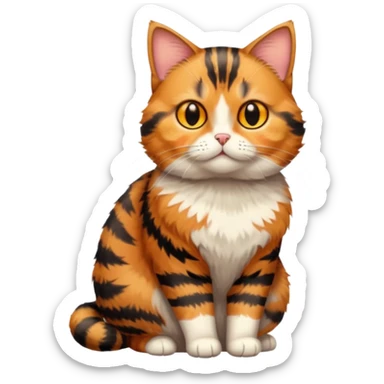 full body torbie cat with small head and short but chubby body sticker