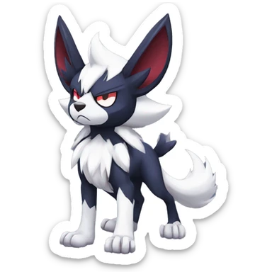 Edgy Cool Anthro Absol-Lycanroc Midnight Form-Pokémon Full Body sticker