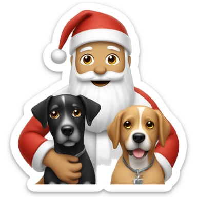 Santa with two dogs  sticker
