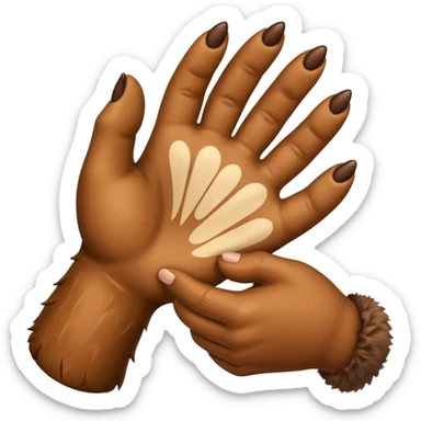 handshake between a normal emoji hand and a bear claw sticker