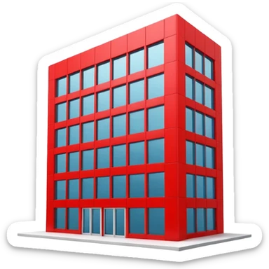 generate realistic detailed office building in 3d style with red colors sticker