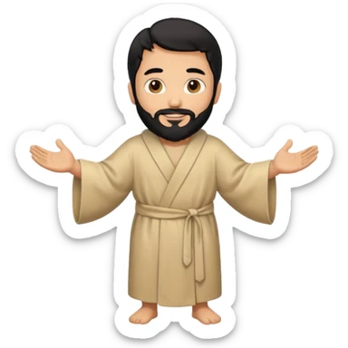 fullbody, head-to-toe, Jesus's apostle Thomas, black hair and black beard, normal emoji style, walking sticker
