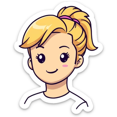 blonde girl with high pony hair, she is making a wink sticker