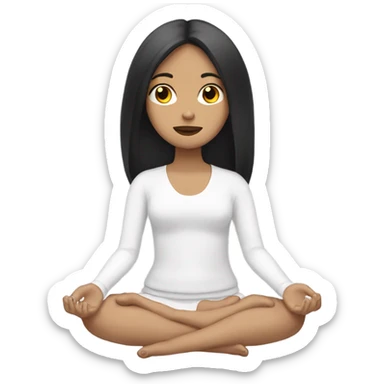 teen white girl with black hair meditating sticker