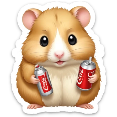 Golden hamster holding a Diet Coke can sticker