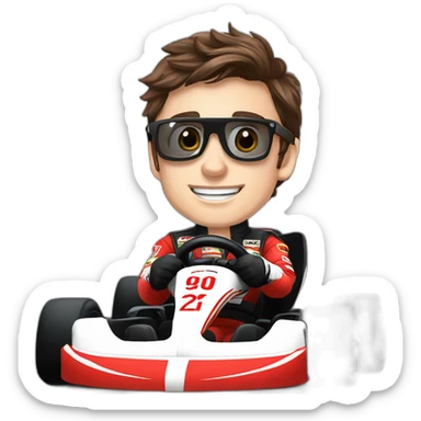 Charles Leclerc dans un karting volant sticker