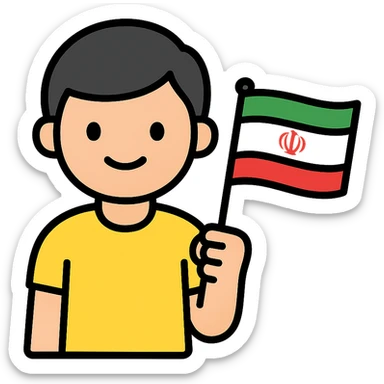 A boy holding the Iran flag. sticker