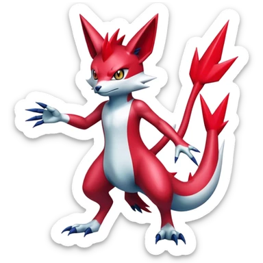 Cool Edgy Shiny Futuristic Ethereal Legendary Digimon-Sneasel-Zangoose-hybrid full body sticker