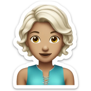 Girl with short volume hairs and in ice skating costume  sticker