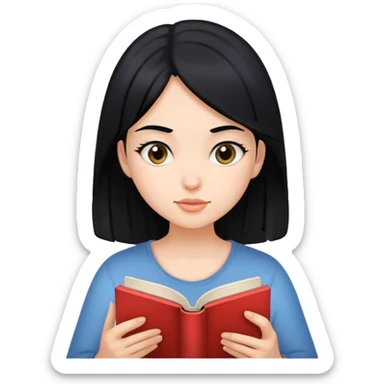 Chica de pelo negro leyendo un libro sticker