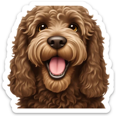 Australian labradoodle dark brown barking at the mailman sticker