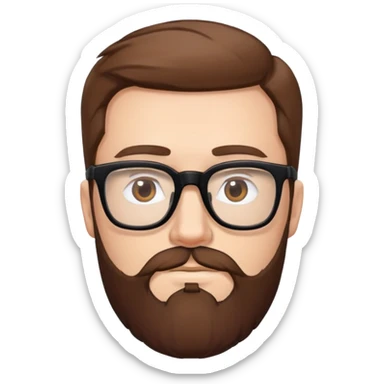 white man with brown hair and beard and hazel eyes and black square eyeglasses  sticker