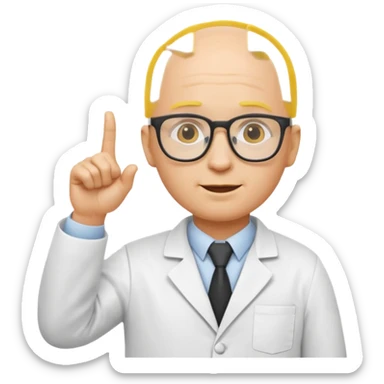 Nerd scientist emoji that with those 🤓👆🥼 but you have to make the head exactly like this 🤓without hair just yellow bald head like a normal emoji  sticker