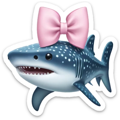 Whale shark with a pastel pink bow on head sticker