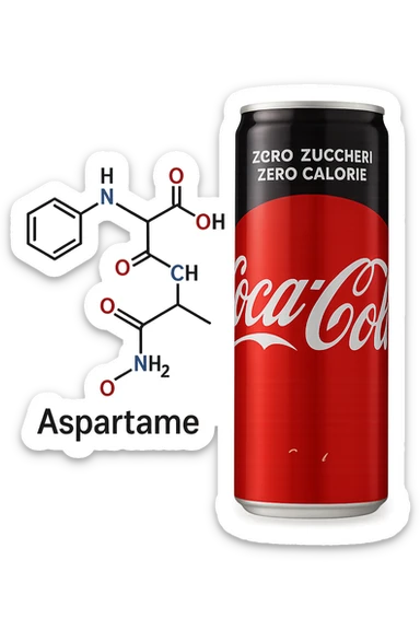 rappresenta l'aspartame presente in  una lattina di coca cola zero sticker