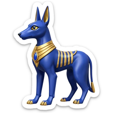 Ancient lapis gold lovely alien anubis immature-aged staged formally posed statue  sticker