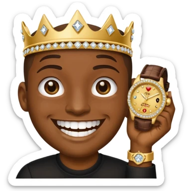 iPhone style emoji showing off his diamond encrusted grill and watch sticker